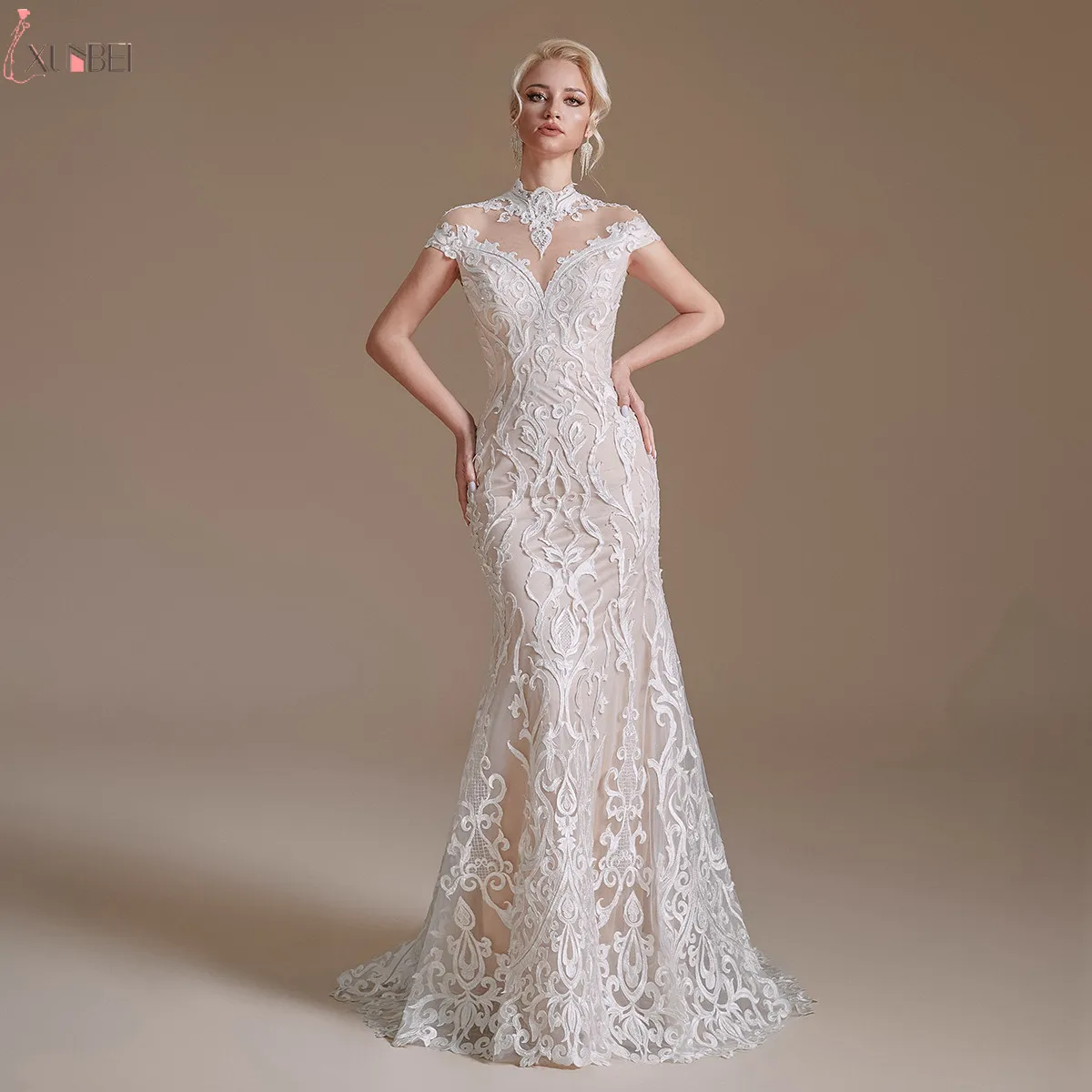 Elegant Lace Wedding Gown For Bride 2022 High Neck Mermaid Wedding Dress Illusion Beaded Bridal Gown See Through Robe Mariage
Elegant Lace Wedding Gown For Bride 2022 High Neck Mermaid Wedding Dress Illusion Beaded Bridal Gown See Through Robe Mariage