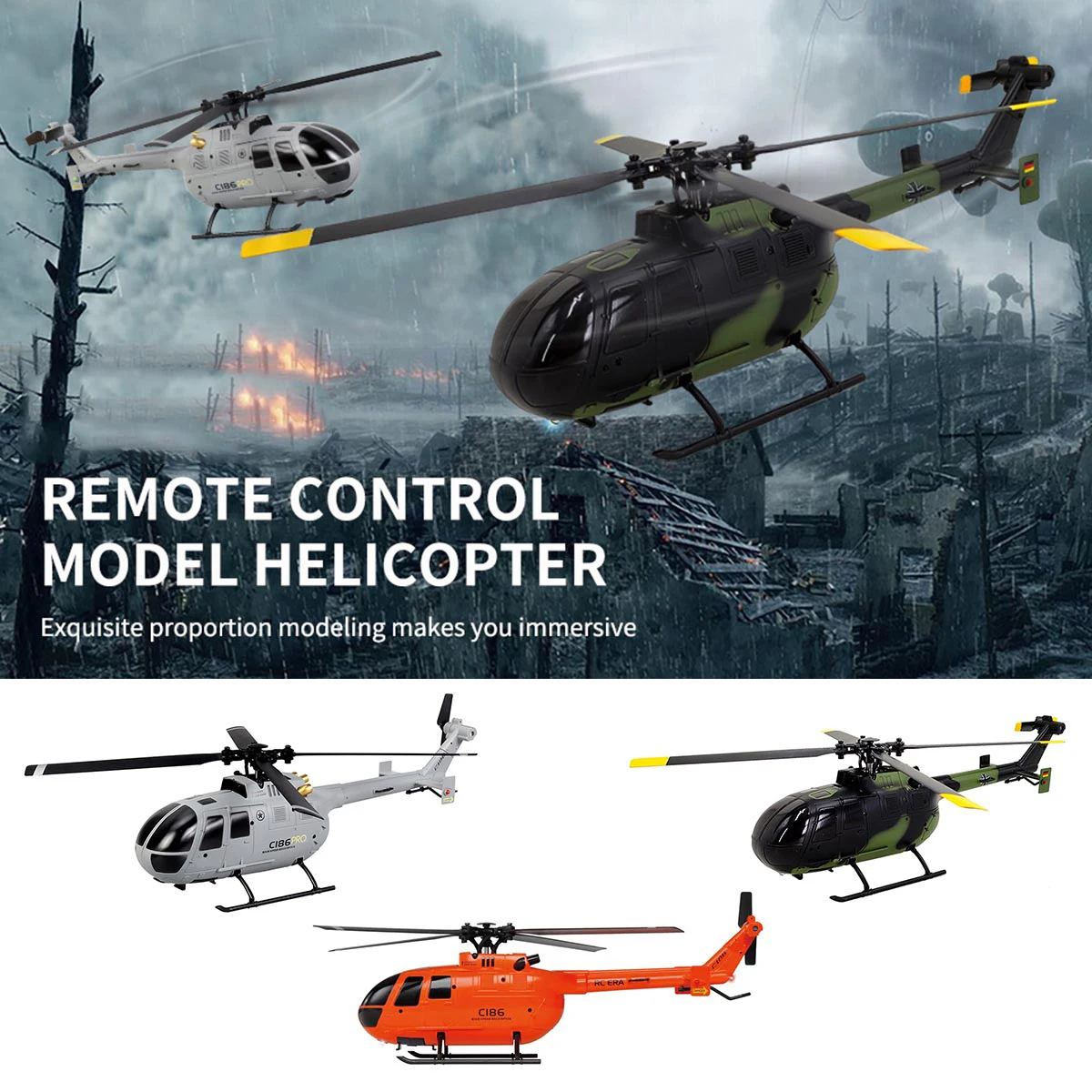 

RC Helicopter Toy 4 Channels RC Aircraft with 6-Axis Gyro 2.4Ghz Airplane Toy USB Rechargeable Single Propeller RC Aircraft Toy