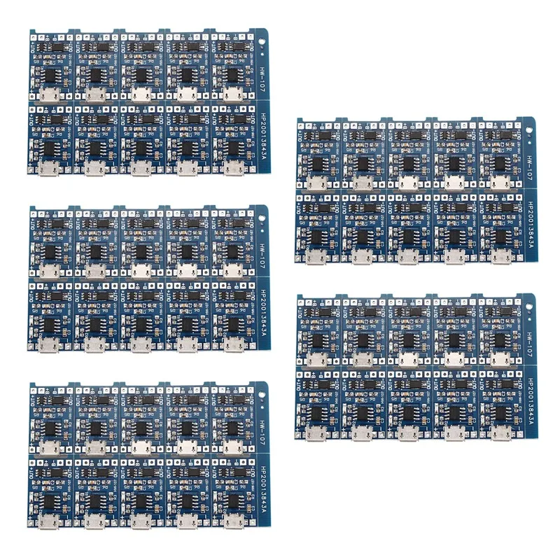 50Pcs 5V Mini USB 1A 18650 For TP4056 Lithium Battery Charging Board With Protection Charger Module
50Pcs 5V Mini USB 1A 18650 For TP4056 Lithium Battery Charging Board With Protection Charger Module
