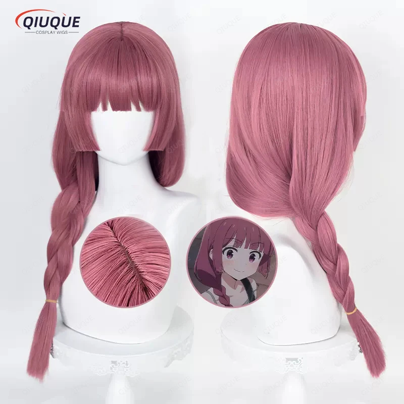 

New! Hiroi Kikuri Cosplay Wig Anime Bocchi The Rock! Long Braid Rose Pink Heat Resistant Synthetic Hair Halloween Wigs + Wig Cap