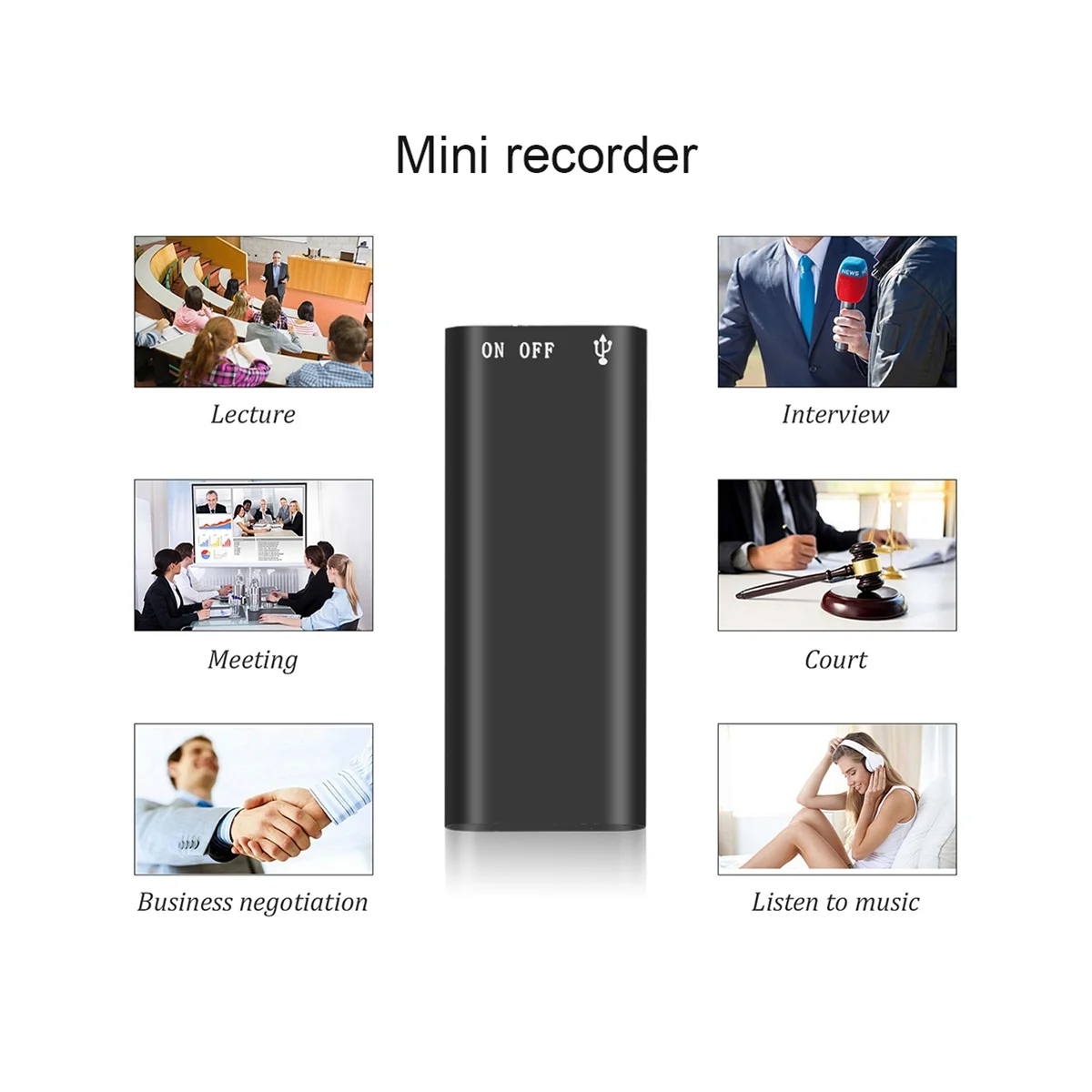 Mini Activated Digital Audio Voice Recorder Dictaphone 8G Stereo MP3 Music Player 3-in-1 8GB Memory Storage USB(8GB)
Mini Activated Digital Audio Voice Recorder Dictaphone 8G Stereo MP3 Music Player 3-in-1 8GB Memory Storage USB(8GB)