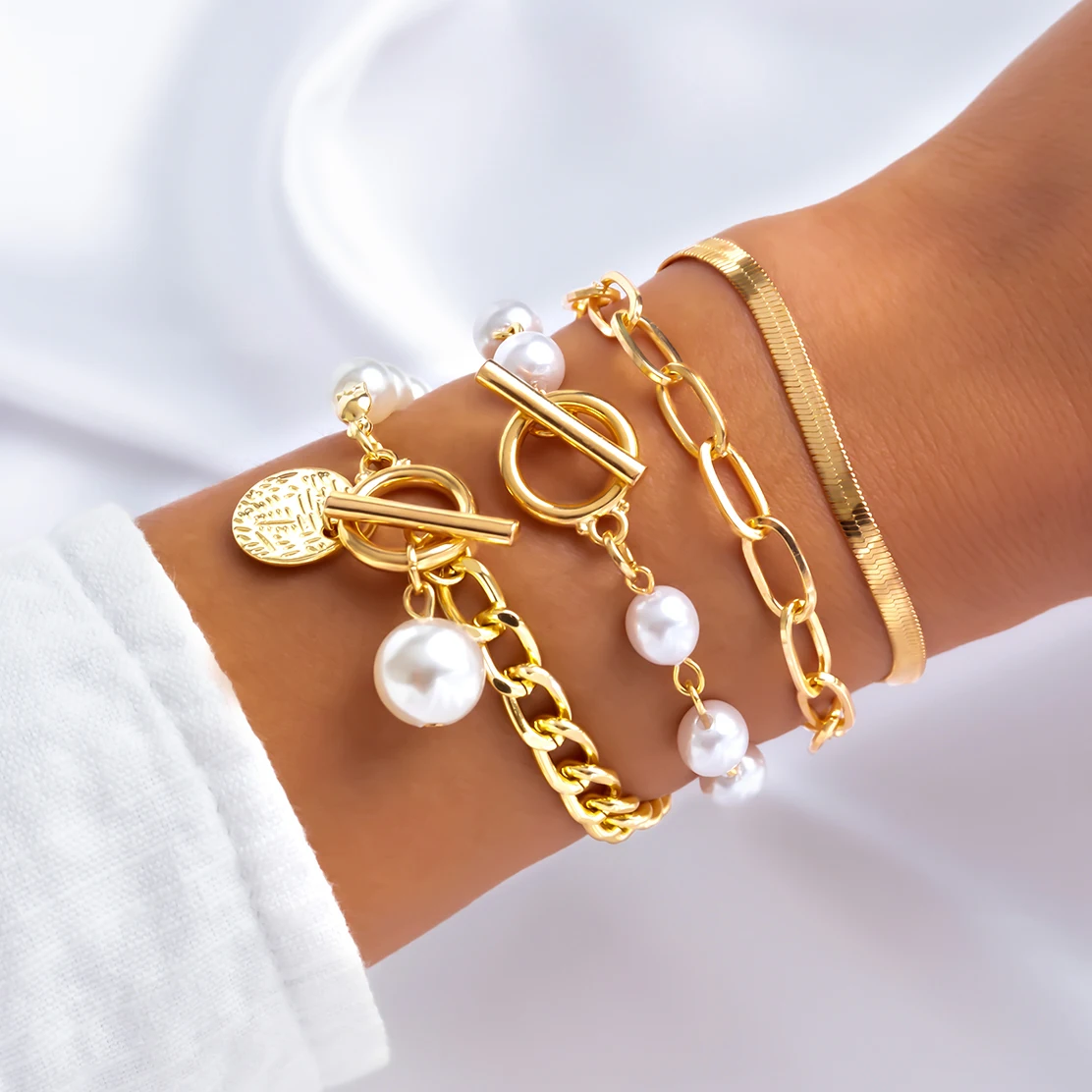 Ingemark Punk Baroque Pearl OT Buckle Pendant Bracelet for Women On Hand Wed Bridal Snake Chain Bangles Couple Hand Jewelry New
Ingemark Punk Baroque Pearl OT Buckle Pendant Bracelet for Women On Hand Wed Bridal Snake Chain Bangles Couple Hand Jewelry New