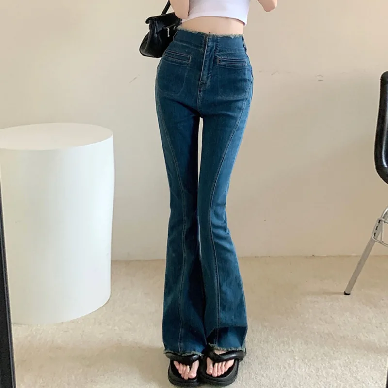 #3157 High Waisted Flared Jeans Women Pockets Slim Bell Bottom Jeans Female Vintage Long Jeans Blue Women's Jeans Korean Style
#3157 High Waisted Flared Jeans Women Pockets Slim Bell Bottom Jeans Female Vintage Long Jeans Blue Women's Jeans Korean Style