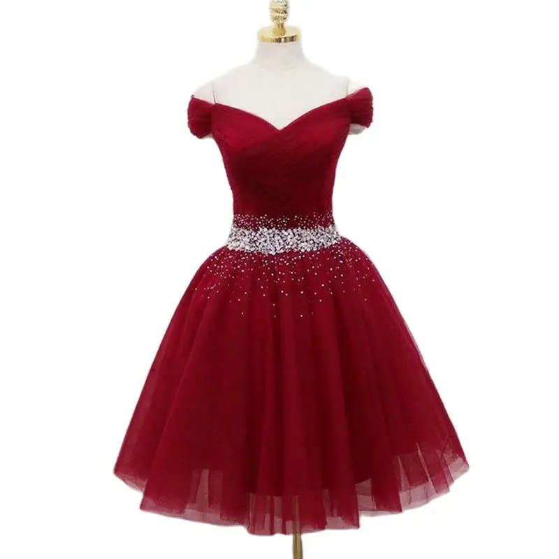 

Beading Short Homecoming Dresses Crystal A Line Tulle Formal Graduation Mini Prom Party Cocktail Gowns Vestidos De Festa