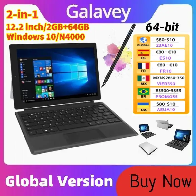2023 Cheapest 64-bit Tablets 12.2 Inch 2GB+64GB 2-in-1 Windows 10 With Detachable Keyboard W122 N4000 CPU Tablet HDMI-Compatible
2023 Cheapest 64-bit Tablets 12.2 Inch 2GB+64GB 2-in-1 Windows 10 With Detachable Keyboard W122 N4000 CPU Tablet HDMI-Compatible