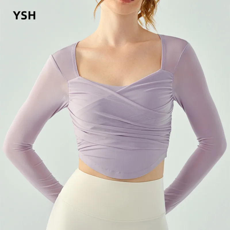 YUSHUHUA Mesh Cross Sports Tops Women Hollow Back Fitness Gym Long Sleeve Yoga Crop Top Female Tight Running Workout Tops
YUSHUHUA Mesh Cross Sports Tops Women Hollow Back Fitness Gym Long Sleeve Yoga Crop Top Female Tight Running Workout Tops