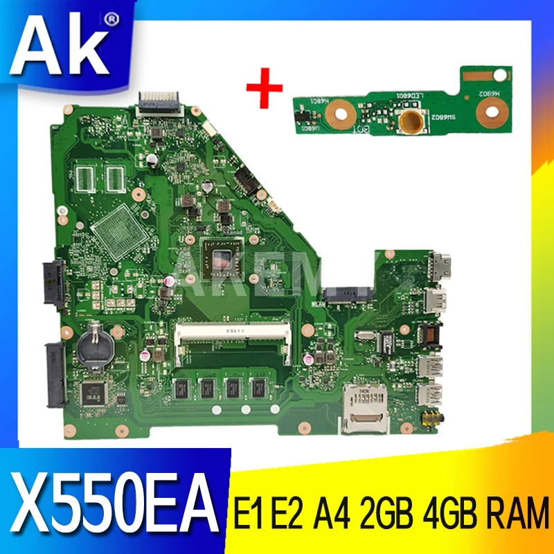 X550EP X550EA Laptop motherboard E1 E2 A4 CPU 2GB 4GB RAM For ASUS X550EA F552EP F552E A552E X552E D552E original mainboard
X550EP X550EA Laptop motherboard E1 E2 A4 CPU 2GB 4GB RAM For ASUS X550EA F552EP F552E A552E X552E D552E original mainboard