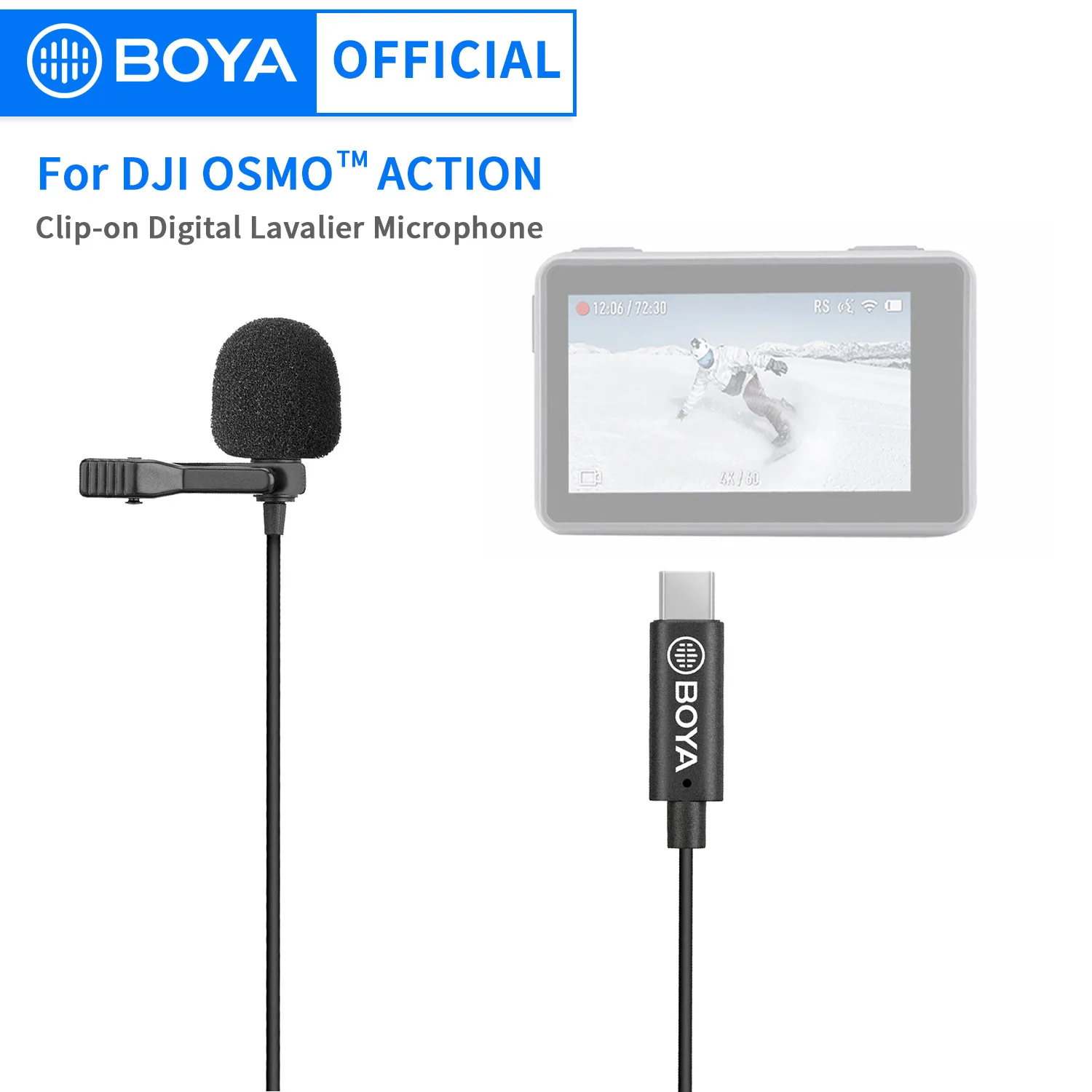 

BOYA BY-M3-OA Plug-and-play Omnidirectional Lavalier Lapel Microphone for the DJI OSMO ACTION Camera Video Recording Vlog 2m