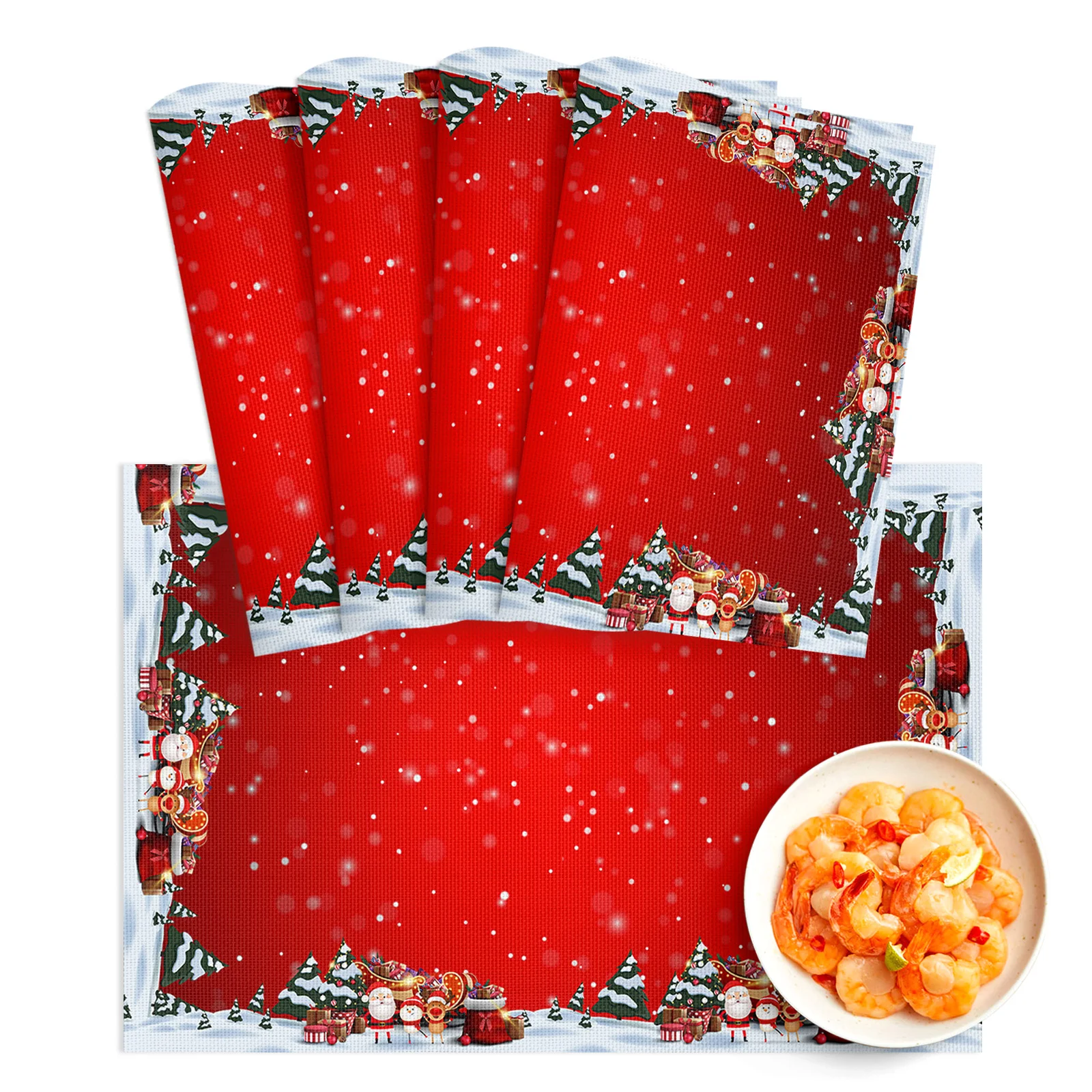 4/6pcs Placemat Christmas Tree Santa Claus Elk Gift Restaurant Kitchen Accessories PVC Dining Table Mats Disc Bowl Coaster Pad
4/6pcs Placemat Christmas Tree Santa Claus Elk Gift Restaurant Kitchen Accessories PVC Dining Table Mats Disc Bowl Coaster Pad