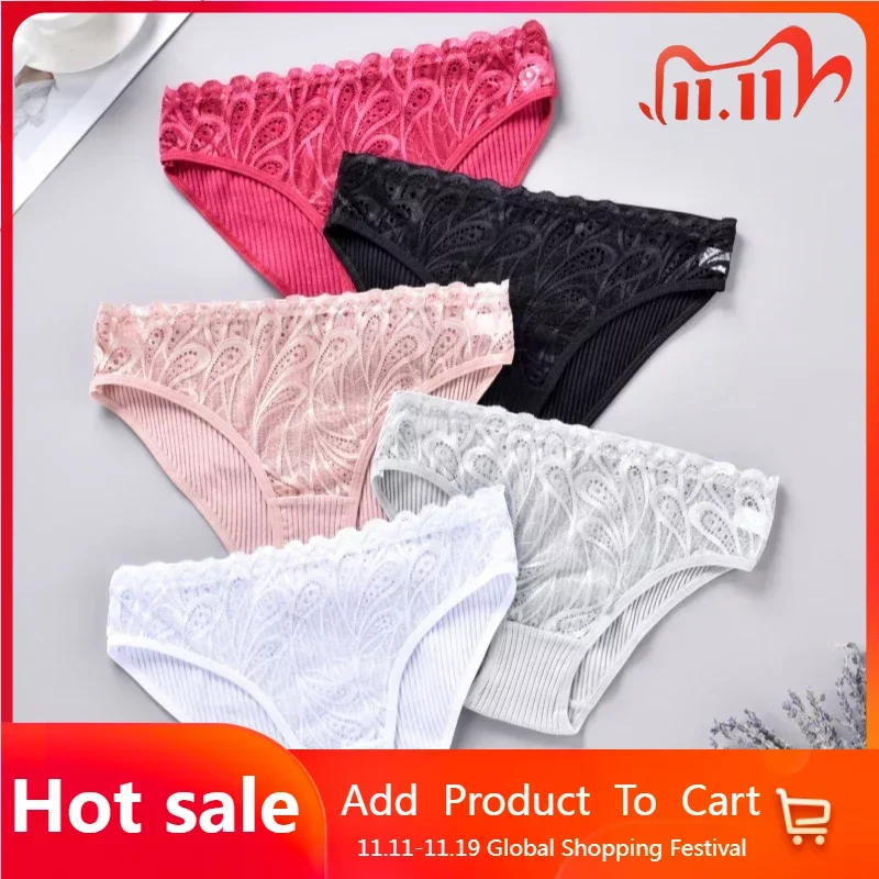 3PCS Women Briefs Cotton Panties Sexy Lace Underwear Low Waist Underpants Solid Panty Breathable Soft Intimates Lingerie Thongs
3PCS Women Briefs Cotton Panties Sexy Lace Underwear Low Waist Underpants Solid Panty Breathable Soft Intimates Lingerie Thongs