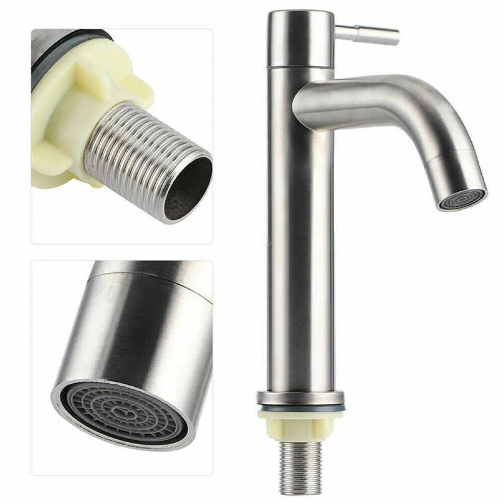 1pc Stainless Steel Silver Single Cold Sink Faucet Replacement Bathroom Counter Basin Faucet Kitchen Accessories
1pc Stainless Steel Silver Single Cold Sink Faucet Replacement Bathroom Counter Basin Faucet Kitchen Accessories