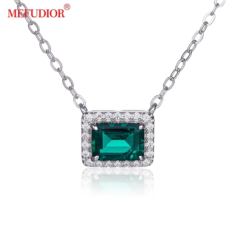 MEFUDIOR S925 Silver Necklace Inlay 0.9CT Rectangular Synthetic Emerald Pendant Necklace for Ladies Luxury Jewelry ZH06O
MEFUDIOR S925 Silver Necklace Inlay 0.9CT Rectangular Synthetic Emerald Pendant Necklace for Ladies Luxury Jewelry ZH06O
