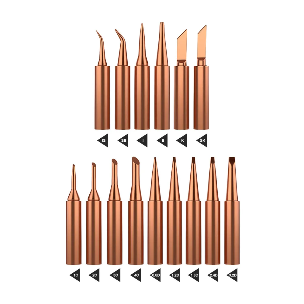 15PCS Pure Copper 900M-T Universal 936 Soldering Station Soldering Iron Tip Sting Handle Welding Tools
15PCS Pure Copper 900M-T Universal 936 Soldering Station Soldering Iron Tip Sting Handle Welding Tools