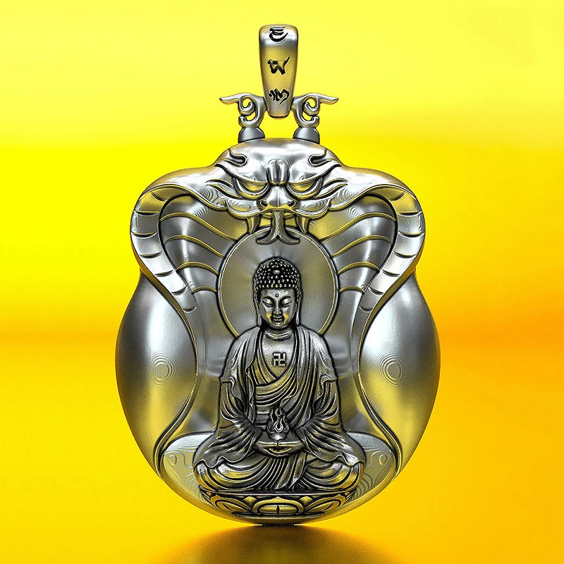 

New Design Retro Buddha Pendant Big Day Tathagata Is A Sheep Monkey Zodiac Patron Saint Puxian Necklace Jewelry Accessories