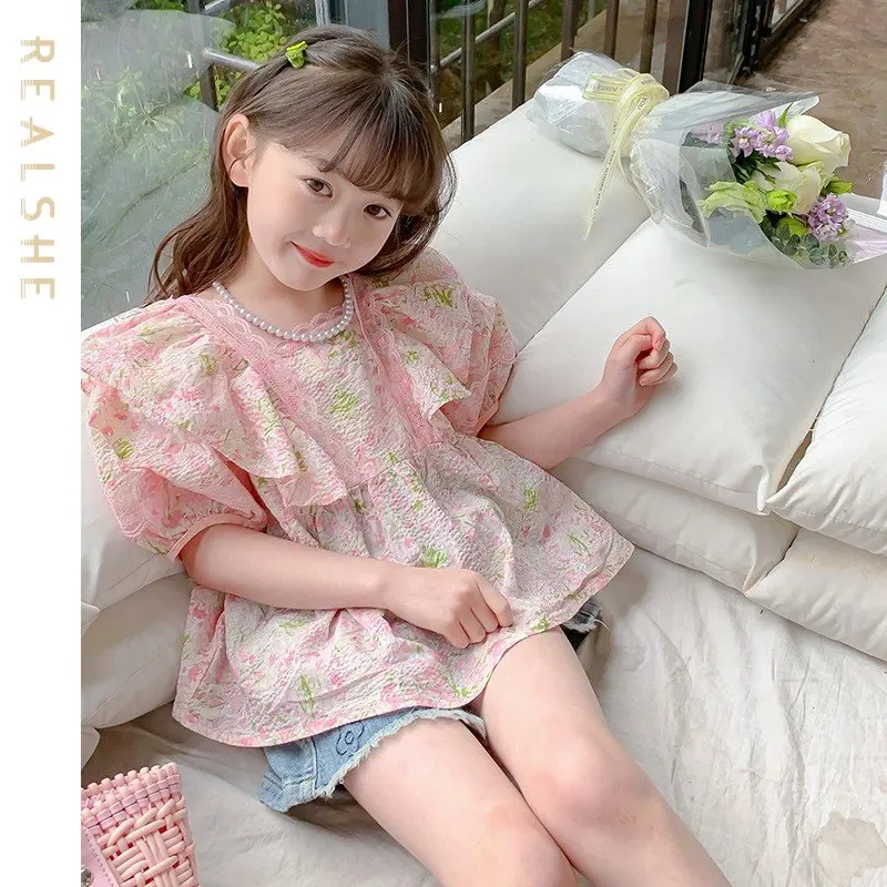 2023 Summer Girls Blouse Short Sleeve Floral Shirts for Kids Toddler T-shirts Sweet Baby Girls Tops Children Clothes
2023 Summer Girls Blouse Short Sleeve Floral Shirts for Kids Toddler T-shirts Sweet Baby Girls Tops Children Clothes