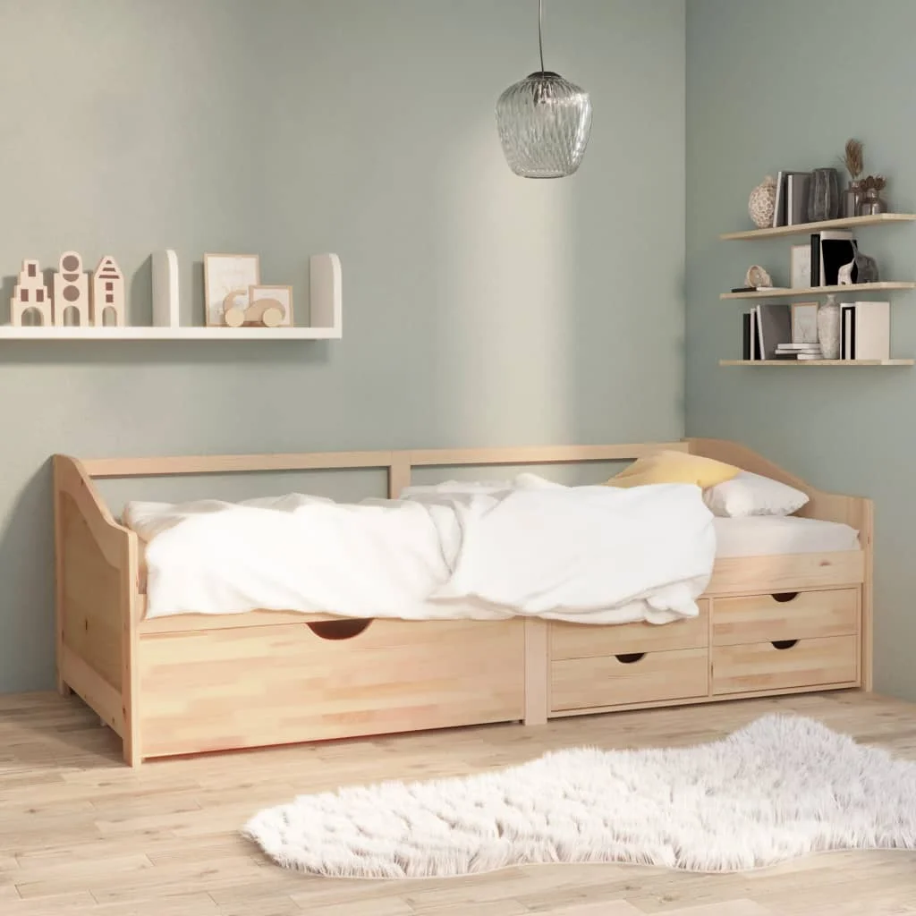 

3-Seater Day Bed with Drawers, Solid Pinewood Bed, Bedroom Furniture Brown 90x200 cm
