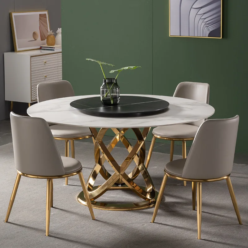 Light luxury marble dining table and chairs combination of simple household round dining room dining table
Light luxury marble dining table and chairs combination of simple household round dining room dining table