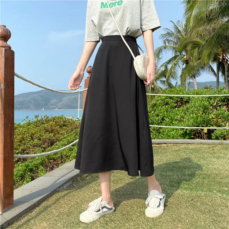 Skirts Women Solid Vintage Office Ladies Elegant Chic Korean Style A-line Summer Long Faldas Mujer High Waist Simple All-match
Skirts Women Solid Vintage Office Ladies Elegant Chic Korean Style A-line Summer Long Faldas Mujer High Waist Simple All-match