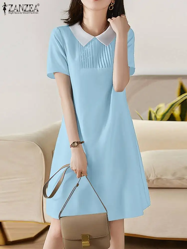2022 ZANZEA Women Summer Short Sleeve Loose Retro Dresses Lapel Neck Casual Vestidos Elegant Solid Midi Dress A Line Sundress
2022 ZANZEA Women Summer Short Sleeve Loose Retro Dresses Lapel Neck Casual Vestidos Elegant Solid Midi Dress A Line Sundress