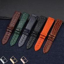 Crocodile Leather UltraThin Watch Strap for Longines/DW Men and Women Elegant Original Black Ultra-Thin Belt 20mm 13mm