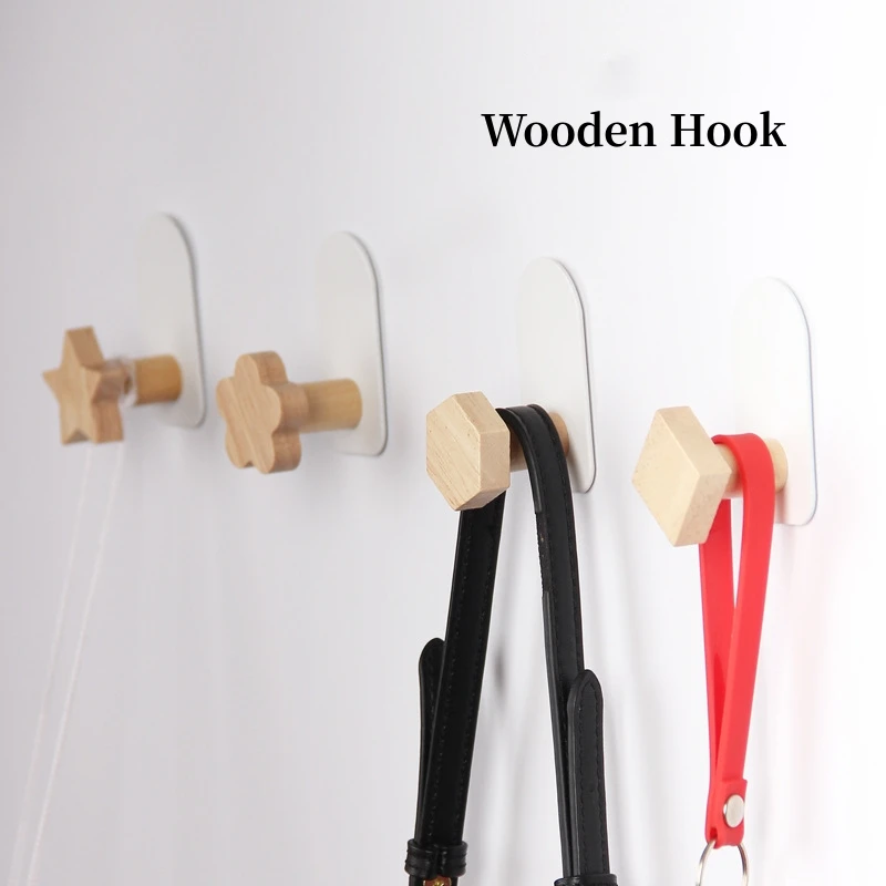 Wooden Hook Creative Star Wall Strong Self-Adhesive Hooks Home Kitchen Bathroom Door Rear Coat Hook Hanger Organization Gadget 
Wooden Hook Creative Star Wall Strong Self-Adhesive Hooks Home Kitchen Bathroom Door Rear Coat Hook Hanger Organization Gadget