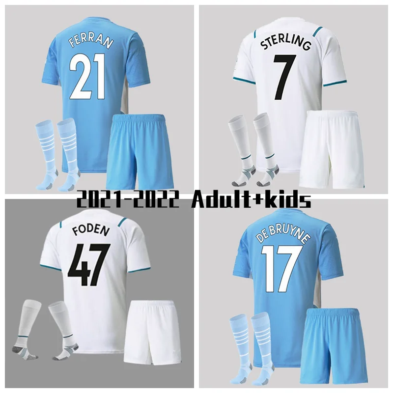 

Top quality 2021 2022 Manchesteres Football shirts men kids kits DE BRUYNE FODEN MAHREZ Long sleeve sets boys soccer jerseys