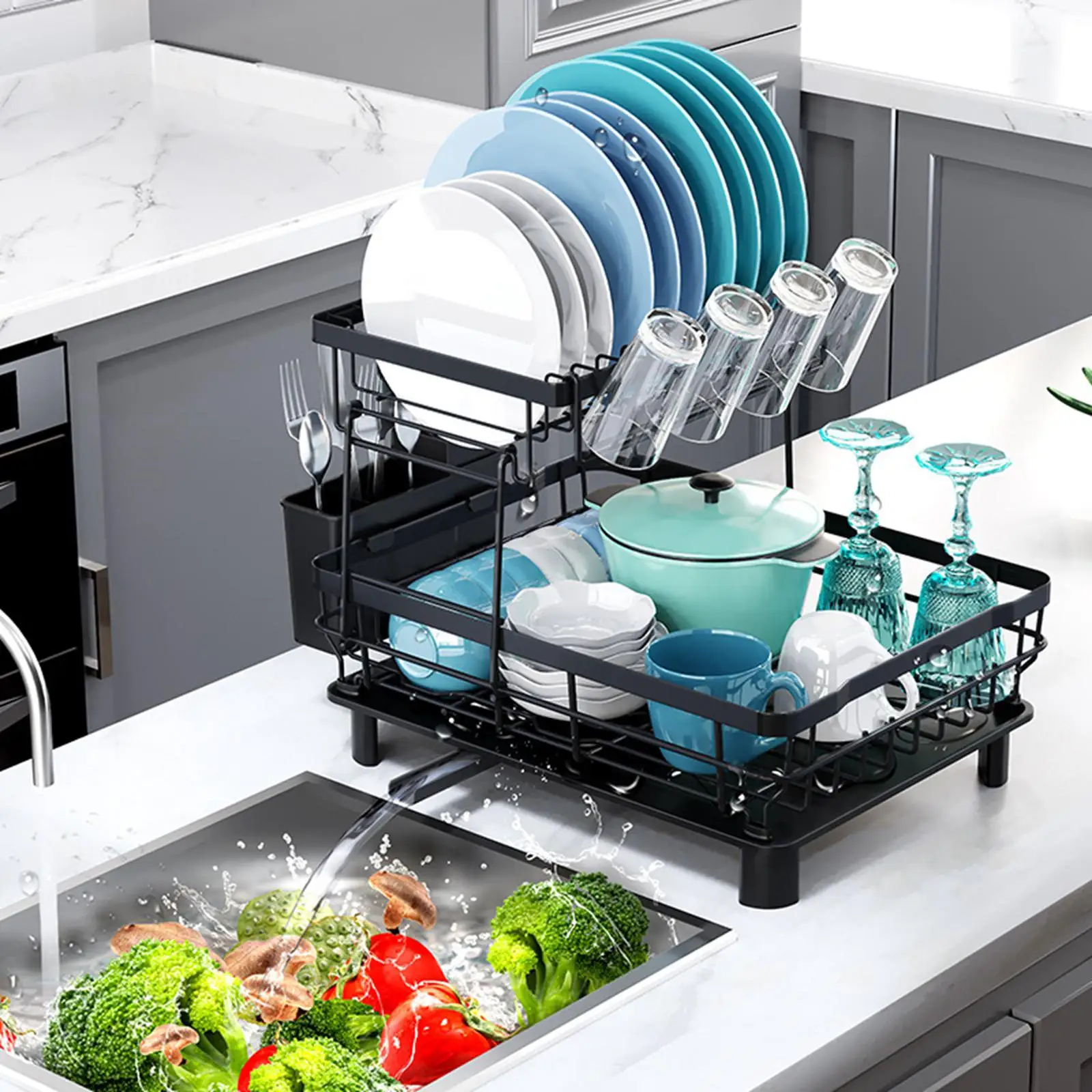 Large Dish Drying Rack Sink Drain Rack Soap Dish Brush Soap Holder for Dining Room
Large Dish Drying Rack Sink Drain Rack Soap Dish Brush Soap Holder for Dining Room