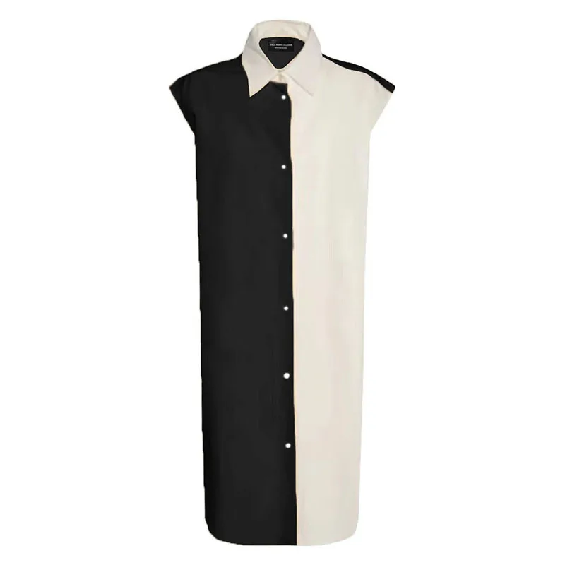 SuperAen 2022 Summer Splicing Color Turn Down Collar Shirts Straight Fashion Women's New Sleeveless Dresses
SuperAen 2022 Summer Splicing Color Turn Down Collar Shirts Straight Fashion Women's New Sleeveless Dresses
