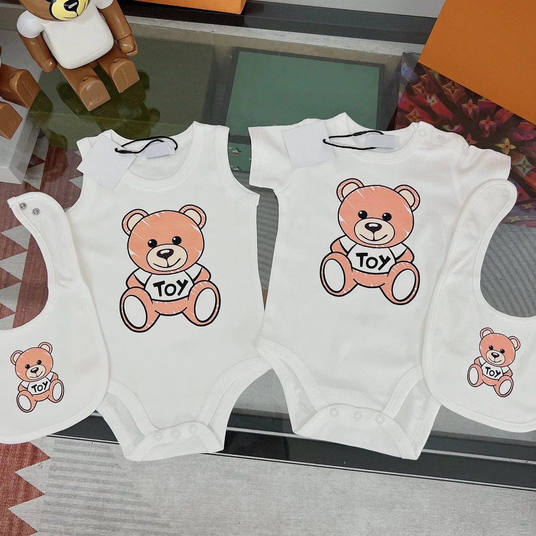 White Luxury Newborn Baby Designer Girl Boy Cotton Sleeveless Teddy Bear Vest Bodysuit Clothes Kids Boutique Outfits Clothing
White Luxury Newborn Baby Designer Girl Boy Cotton Sleeveless Teddy Bear Vest Bodysuit Clothes Kids Boutique Outfits Clothing