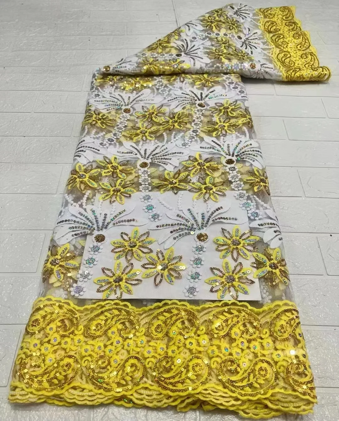 Yellow New French Tulle Lace Fabric 5 Yards 2022 High Quality Nigerian Sequin Party Embroidery African Lace Fabric
Yellow New French Tulle Lace Fabric 5 Yards 2022 High Quality Nigerian Sequin Party Embroidery African Lace Fabric