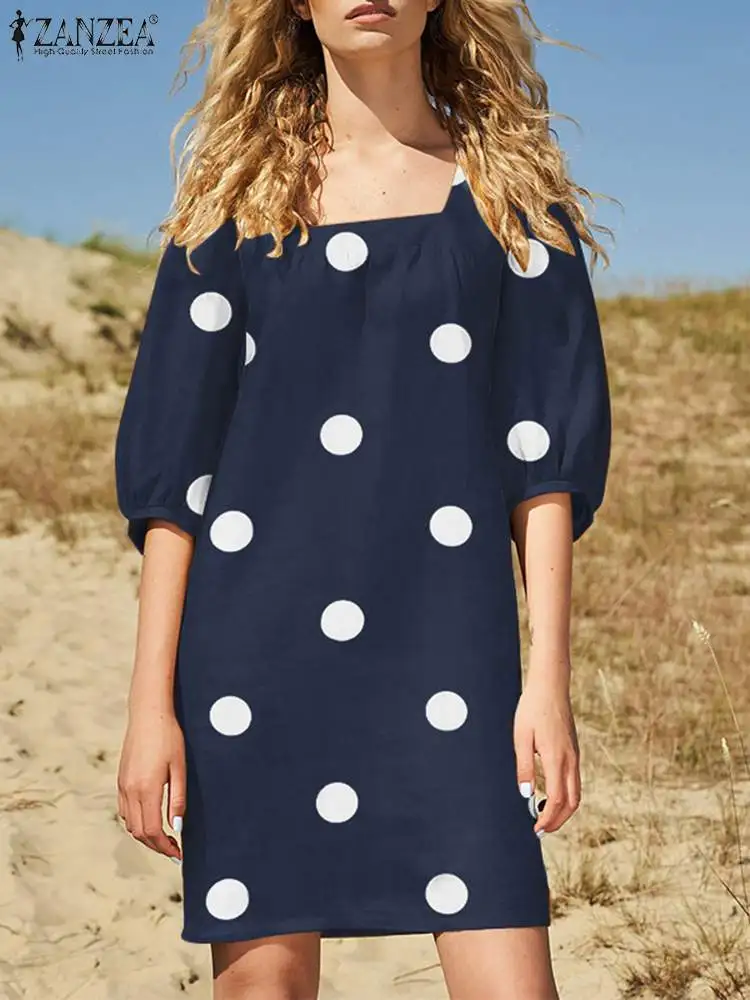 ZANZEA Summer Holiday Beach Dress Women Bohemian Polka Dot Printed Mini Sundress Casual Vintage 3/4 Sleeve Party Vestidos Kaftan
ZANZEA Summer Holiday Beach Dress Women Bohemian Polka Dot Printed Mini Sundress Casual Vintage 3/4 Sleeve Party Vestidos Kaftan