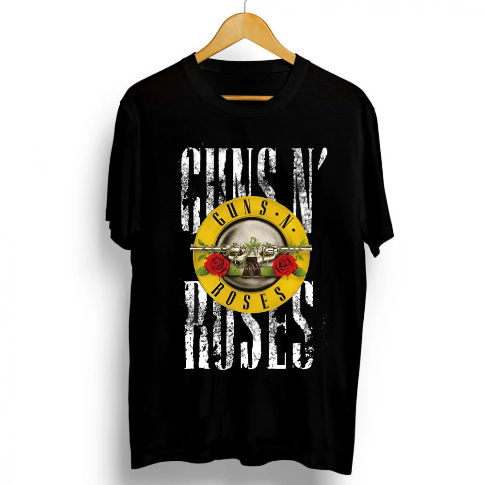 Новинка 2021 футболка Guns N Roses Rock трафаретная печать летняя черная уличная одежда с
