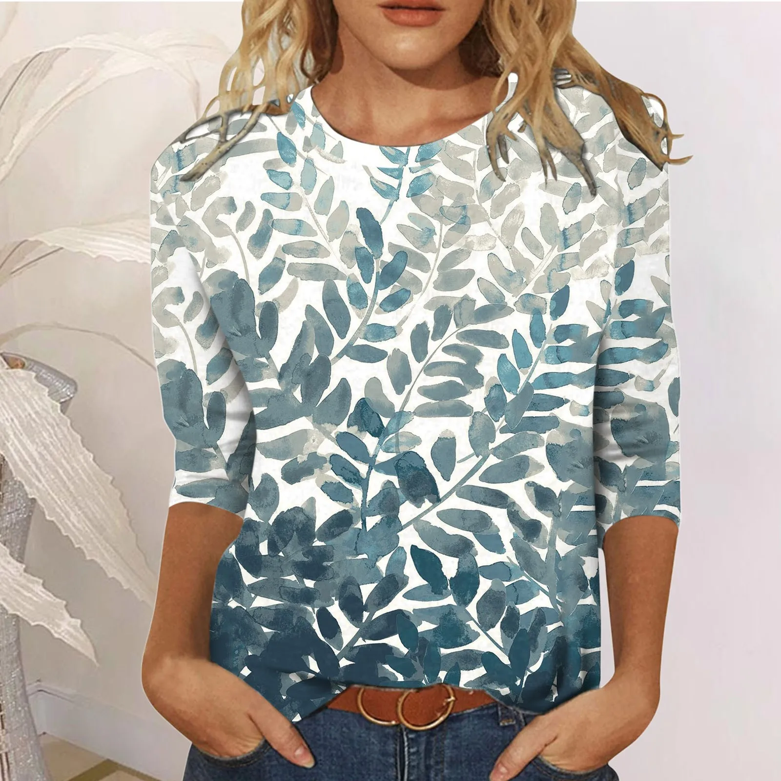 T-shirts Women Spring Summer Printing O-neck Blouse 3/4 Sleeve Casual Hem Regularity Female Fashion Streetwear Shirt Tops
T-shirts Women Spring Summer Printing O-neck Blouse 3/4 Sleeve Casual Hem Regularity Female Fashion Streetwear Shirt Tops