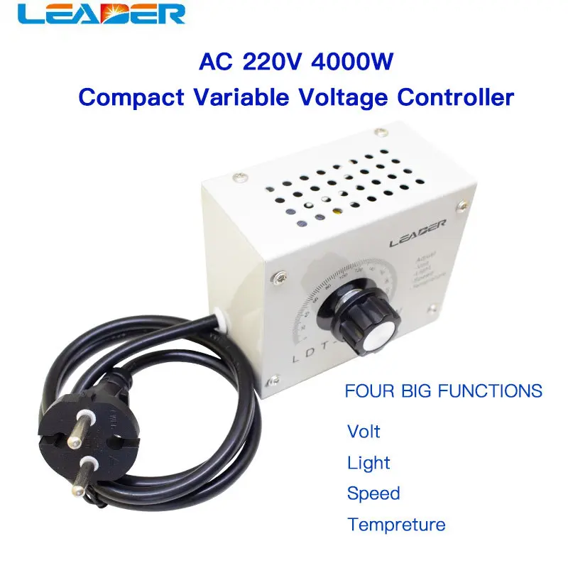 

LEADER SCR Dimmer Portable Speed Temperature Light Voltage Adjustable Regulator AC220V 4000W Compact Variable Voltage Controller
