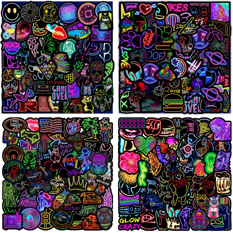 50/100/200PCS Cartoon Neon Light Rainbow Stickers Aesthetic Car Laptop Phone Luggage Bike Toy Graffiti Decal Sticker for Child
50/100/200PCS Cartoon Neon Light Rainbow Stickers Aesthetic Car Laptop Phone Luggage Bike Toy Graffiti Decal Sticker for Child