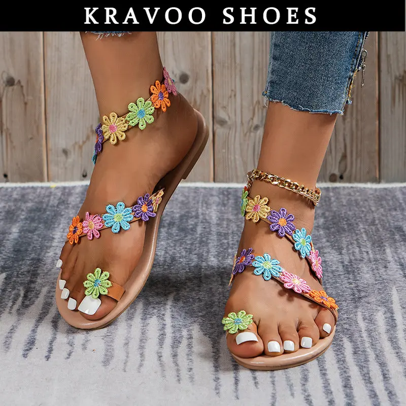 KRAVOO Bohemian Women Shoes Ethnic Colorful Flower Sandals Women Low Heels Slippers Elastic Band Beach Clip Toe Appliques Sandal
KRAVOO Bohemian Women Shoes Ethnic Colorful Flower Sandals Women Low Heels Slippers Elastic Band Beach Clip Toe Appliques Sandal