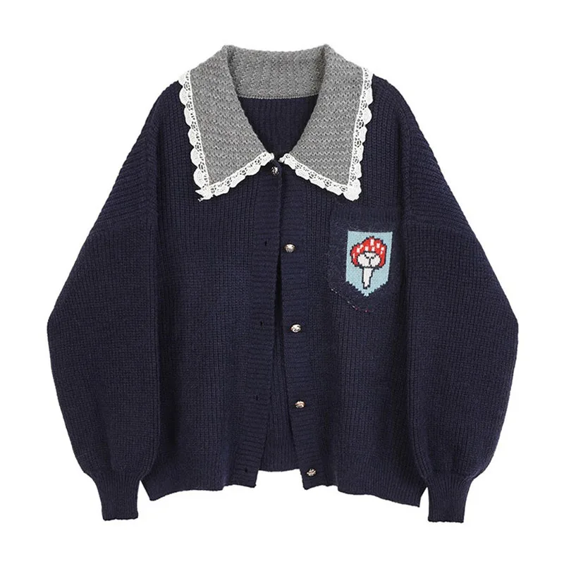 2022 Women Kawaii Knitted Cardigan Sweater Lapel Collar Single Breasted Vintage Jumpers Long Sleeve Autumn Oversized Pullovers 
2022 Women Kawaii Knitted Cardigan Sweater Lapel Collar Single Breasted Vintage Jumpers Long Sleeve Autumn Oversized Pullovers