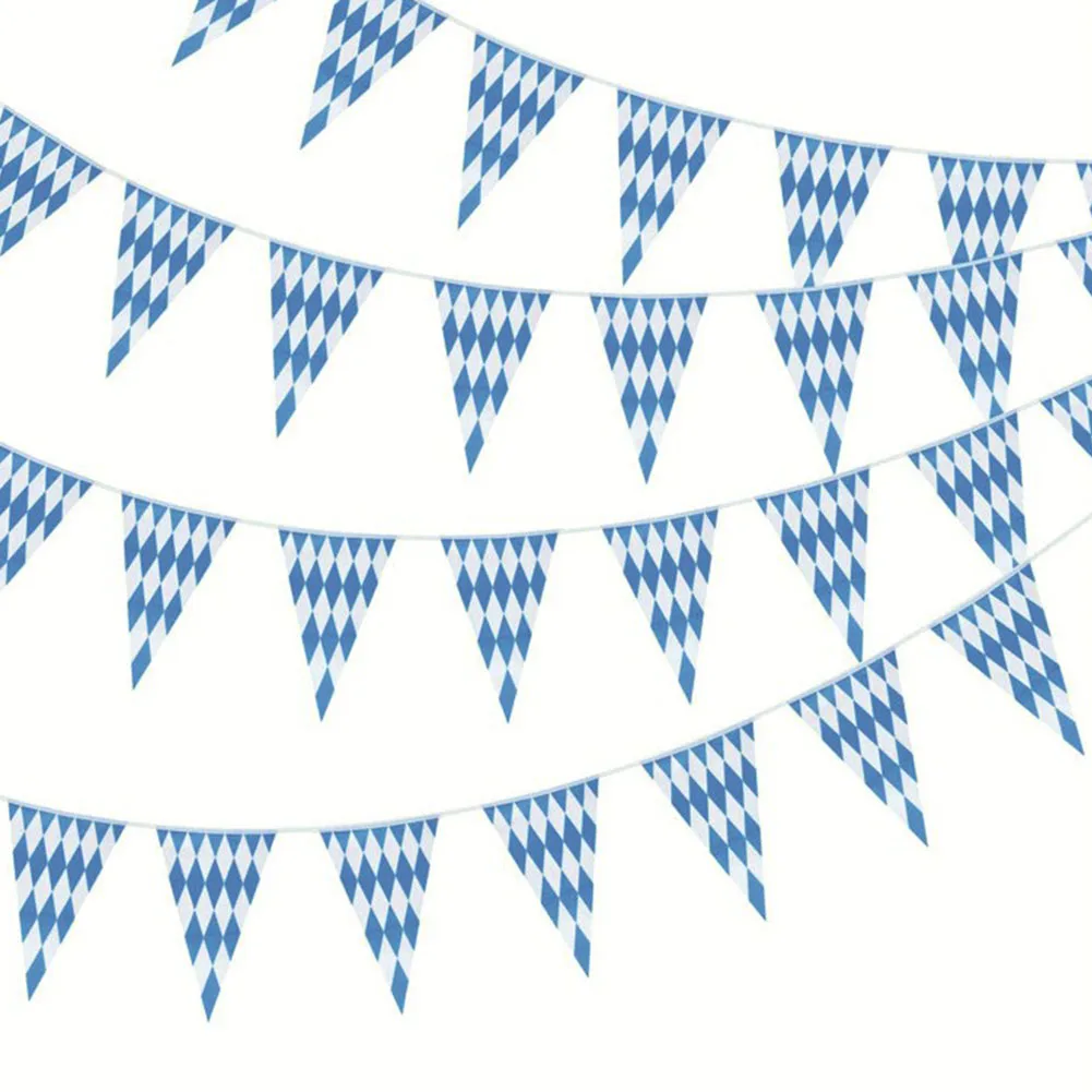 

10m 20x30cm Bavarian Banner Oktoberfest Blue White Lattice PE Banners Flag For Bavarian Celebration Themed Party Decorations