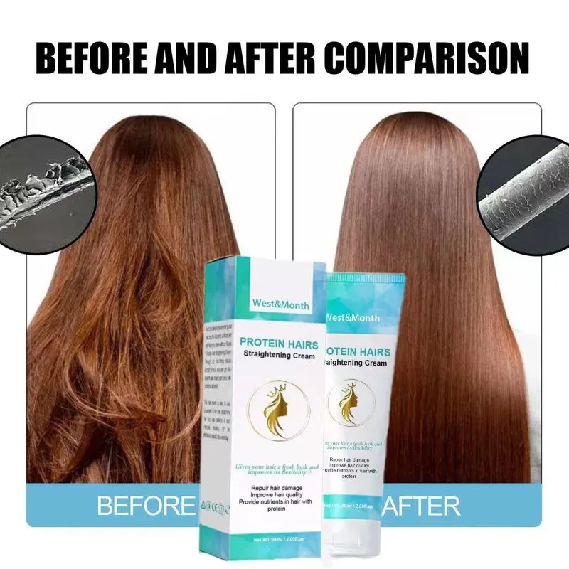 

60 мл Кератиновый протеиновый крем для коррекции волос шелк и блеск для выпрямления волос Восстановление питания увлажнение Профессиональный стайлинг