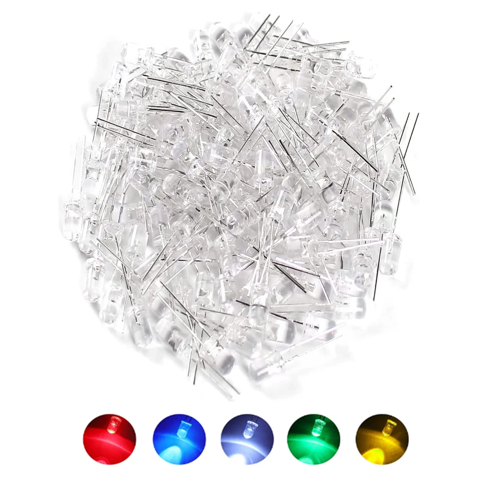 100 Pcs Led Diodes Clear 3mm Multicolor Light Emitting Diode Assortment Red/Green/Blue/Yellow/White Lamps Electronic Project Kit
100 Pcs Led Diodes Clear 3mm Multicolor Light Emitting Diode Assortment Red/Green/Blue/Yellow/White Lamps Electronic Project Kit