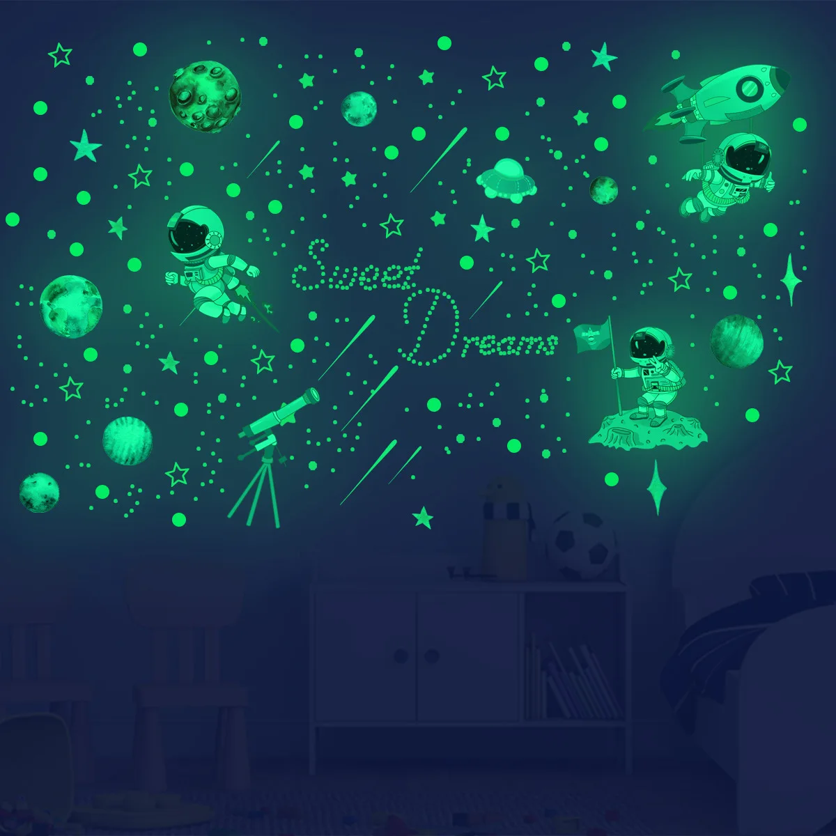 Glow-in-the-dark Star Polka Dot Astronaut Planet Glowing Children's Room Decorative Wall Stickers Wall Decorations Living Room
Glow-in-the-dark Star Polka Dot Astronaut Planet Glowing Children's Room Decorative Wall Stickers Wall Decorations Living Room