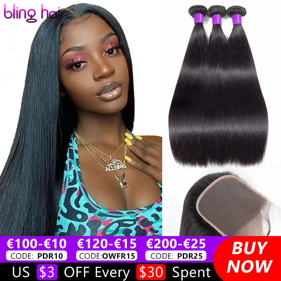 Bling Hair Straight Hair Bundles With Closure 100% Human Hair Bundles With Closure Remy Peruvian Hair Extensions Natural Color
Bling Hair Straight Hair Bundles With Closure 100% Human Hair Bundles With Closure Remy Peruvian Hair Extensions Natural Color