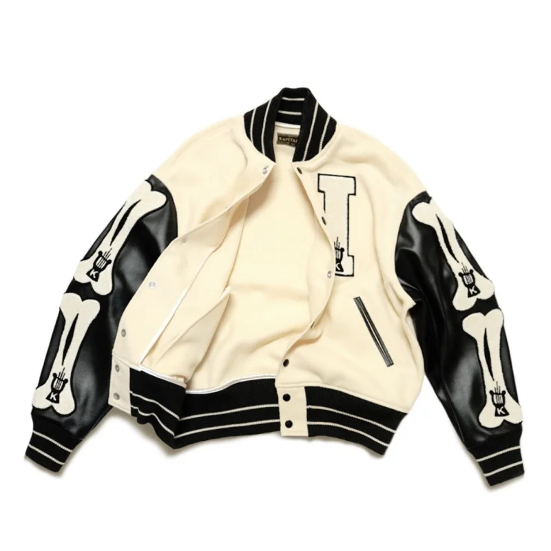 KAPITAL 21AW Bone Embroidery Leather Sleeve Splicing Fallow Jacket For Men And Women
KAPITAL 21AW Bone Embroidery Leather Sleeve Splicing Fallow Jacket For Men And Women