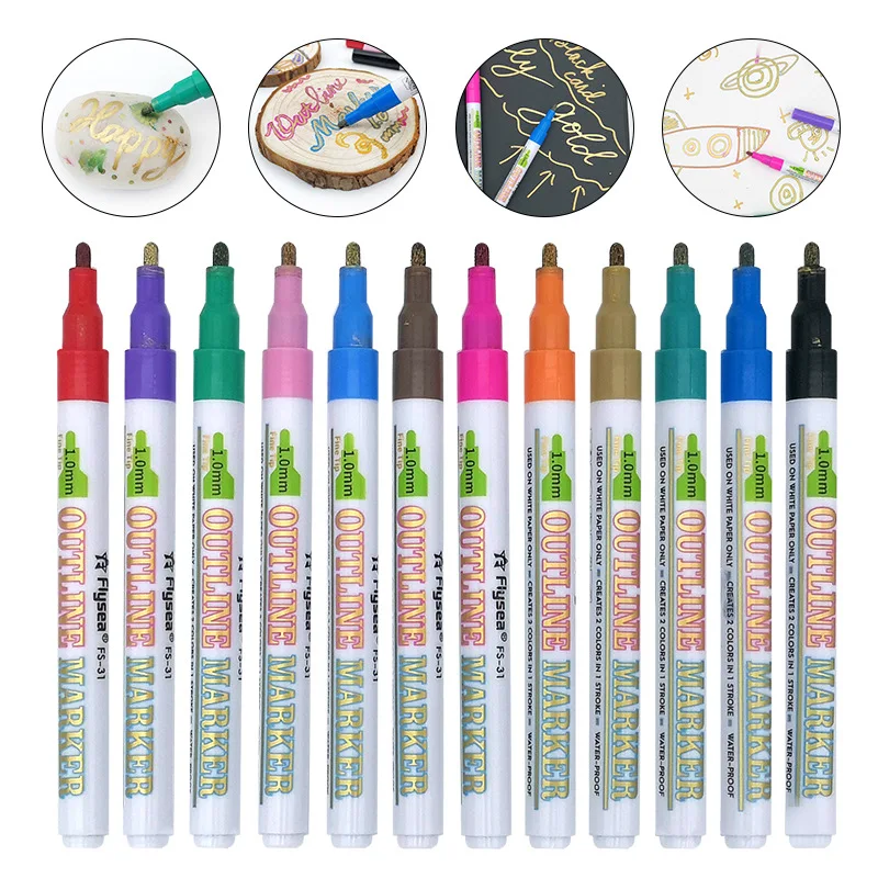 Gold Double Line Outline Glitter Markers 8 Colors Metallic Pen Writing Drawing Doodle Dazzle Pens for Christmas Card Writing
Gold Double Line Outline Glitter Markers 8 Colors Metallic Pen Writing Drawing Doodle Dazzle Pens for Christmas Card Writing