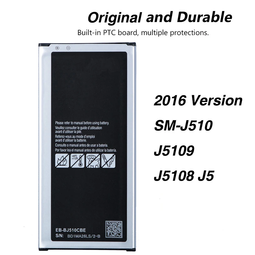 Original EB-BJ510CBC Battery For Samsung GALAXY 2016 Version SM-J510 j5109 j5108 J5 3100mAh
Original EB-BJ510CBC Battery For Samsung GALAXY 2016 Version SM-J510 j5109 j5108 J5 3100mAh