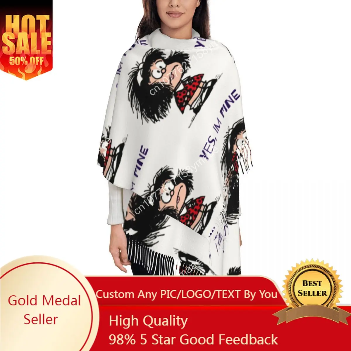 Cartoon Mafalda Or Quiero Cafe Shawl Wraps for Ladies Warm Large Long Scarf Reversible Tassel Scarves
Cartoon Mafalda Or Quiero Cafe Shawl Wraps for Ladies Warm Large Long Scarf Reversible Tassel Scarves