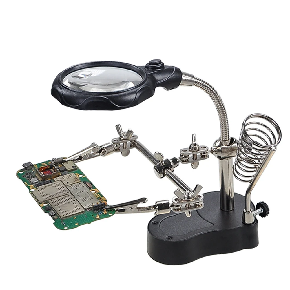 Helping Hands Soldering Iron Station with LED Light Magnifying Glass 3.5x 12x Magnifier Adjustable Desktop Soldering Iron Stand
Helping Hands Soldering Iron Station with LED Light Magnifying Glass 3.5x 12x Magnifier Adjustable Desktop Soldering Iron Stand