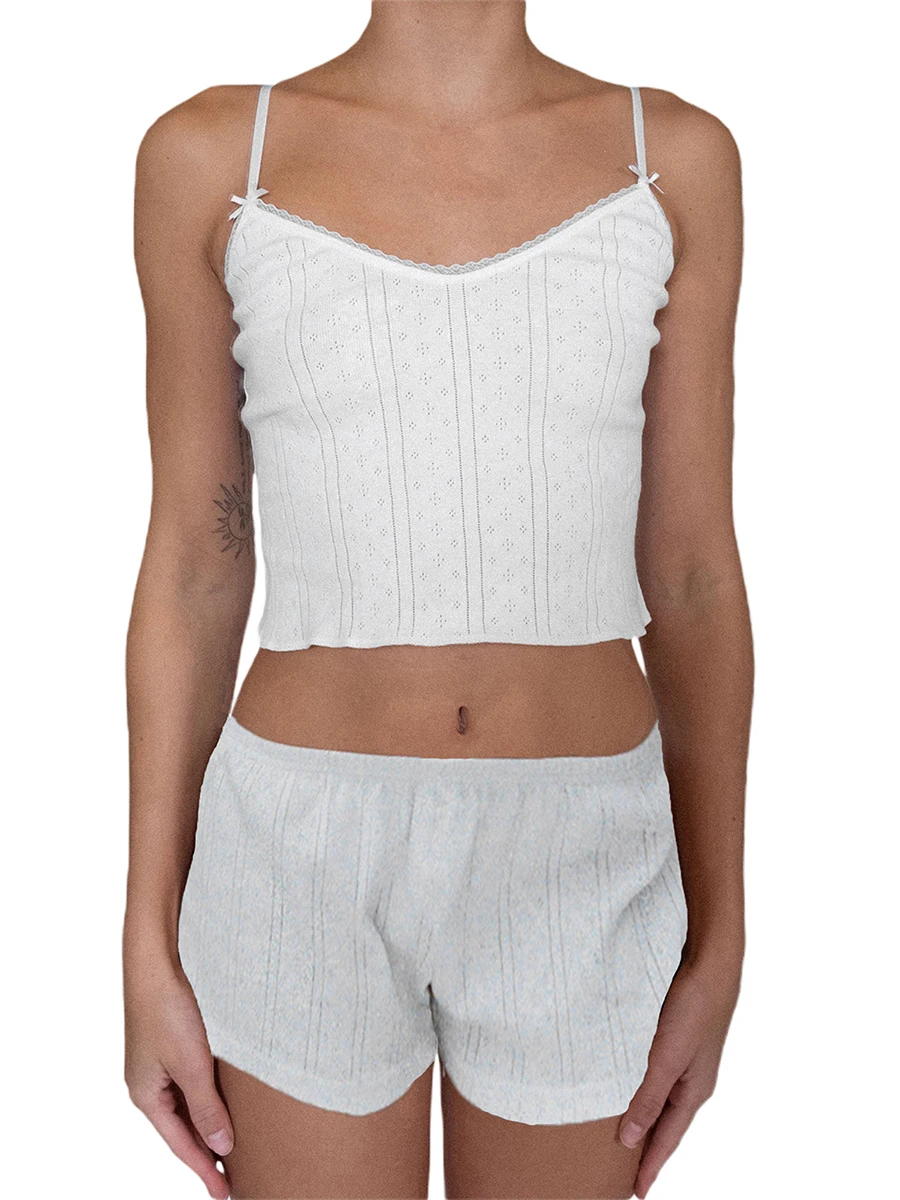Women Summer 2 Pieces Clothes Outfits Solid Color Camisoles Sleeveless Sling Tank Tops and Elastic Waist Shorts Set
Women Summer 2 Pieces Clothes Outfits Solid Color Camisoles Sleeveless Sling Tank Tops and Elastic Waist Shorts Set
