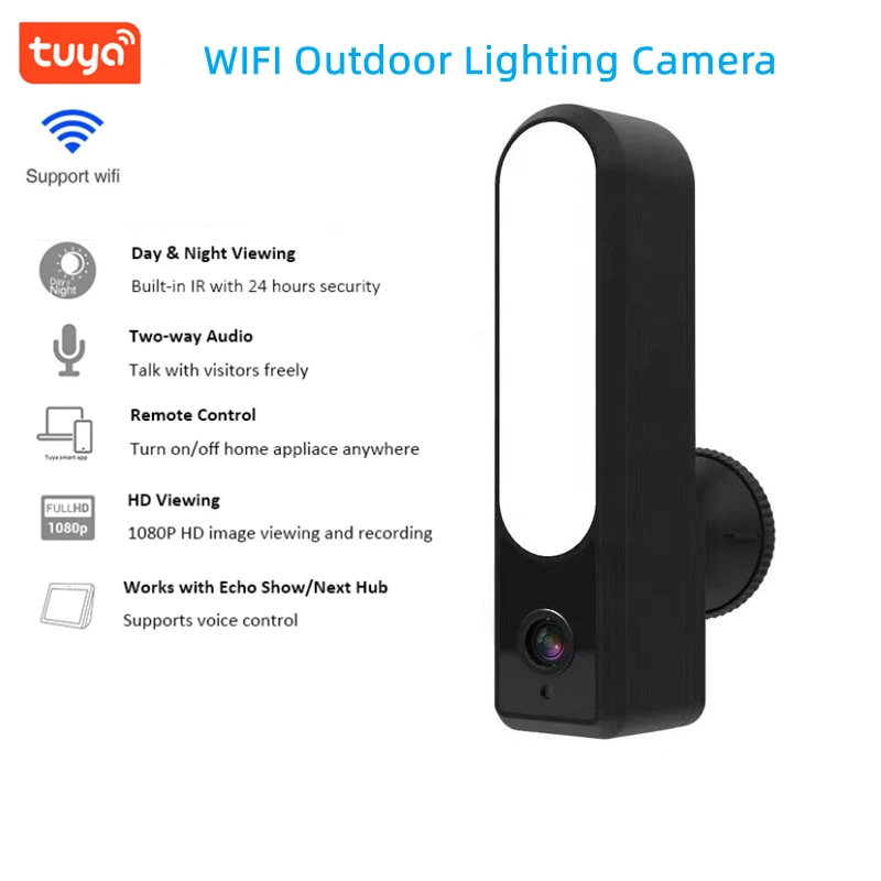1080P Tuya HD WiFi Camera Outdoor Lighting Courtyard Lights Security Monitoring Two-Way Voice Intercom Night Vision Recorder
1080P Tuya HD WiFi Camera Outdoor Lighting Courtyard Lights Security Monitoring Two-Way Voice Intercom Night Vision Recorder