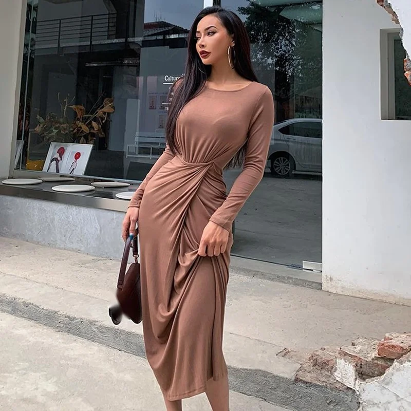 2022New Autumn Fashion Womens Korea Elegant Sexy Fold High Waist Long Sleeve Dress Ladies Solid Color Casual O-Neck Midi Dresses
2022New Autumn Fashion Womens Korea Elegant Sexy Fold High Waist Long Sleeve Dress Ladies Solid Color Casual O-Neck Midi Dresses